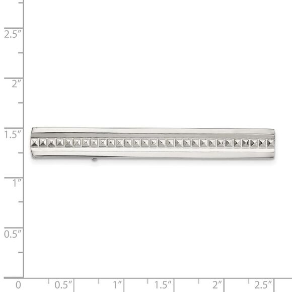 Stainless Steel Polished Studded Tie Bar Clip, 7 x 62mm - Picture 3 of 4